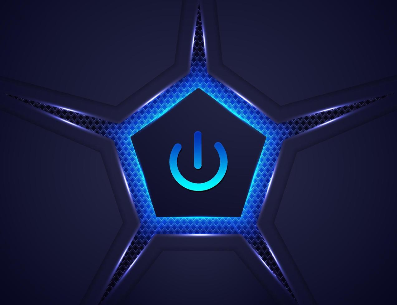 Abstract digital power button technology background with blue light circle ring. Technology future power button circle background. vector