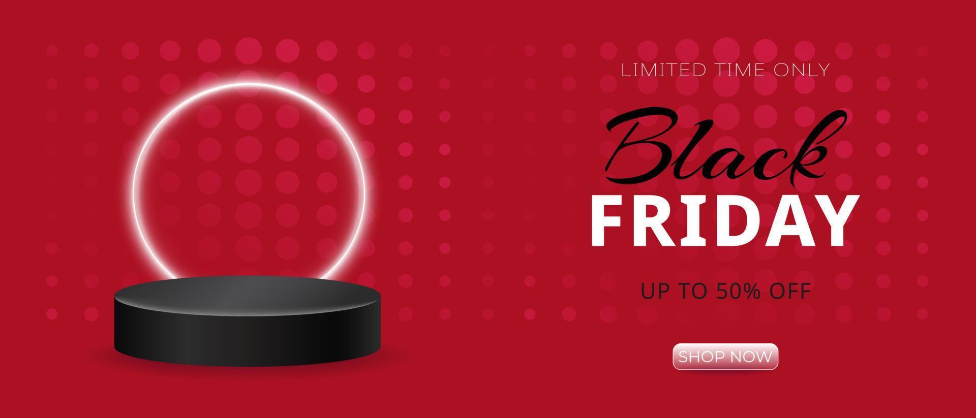 3d realistic black friday podium. Scene for product demonstration, discounts. shiny balls. Vector geometric platform.