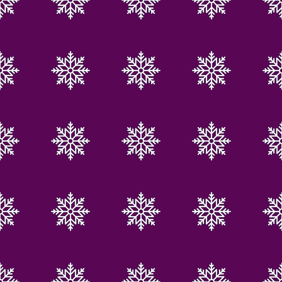 patrón impecable de copos de nieve blancos sobre fondo violeta oscuro para sitios web, tela, ropa, papel tapiz. concepto de invierno, navidad y año nuevo vector