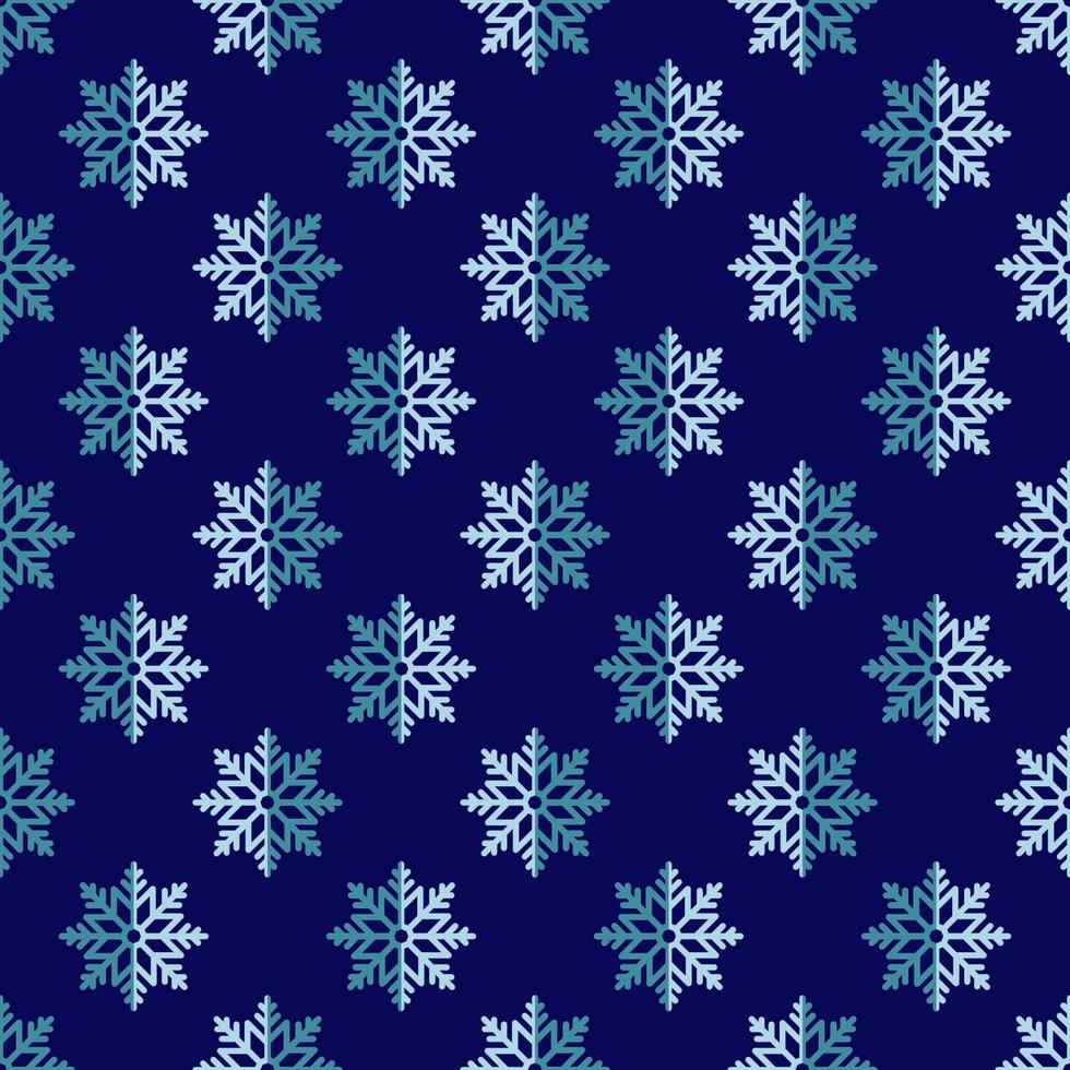 patrón vectorial transparente de pequeños copos de nieve azules sobre fondo azul oscuro para impresión, textil, sitios web, tela, papel pintado. concepto de invierno, navidad y año nuevo vector