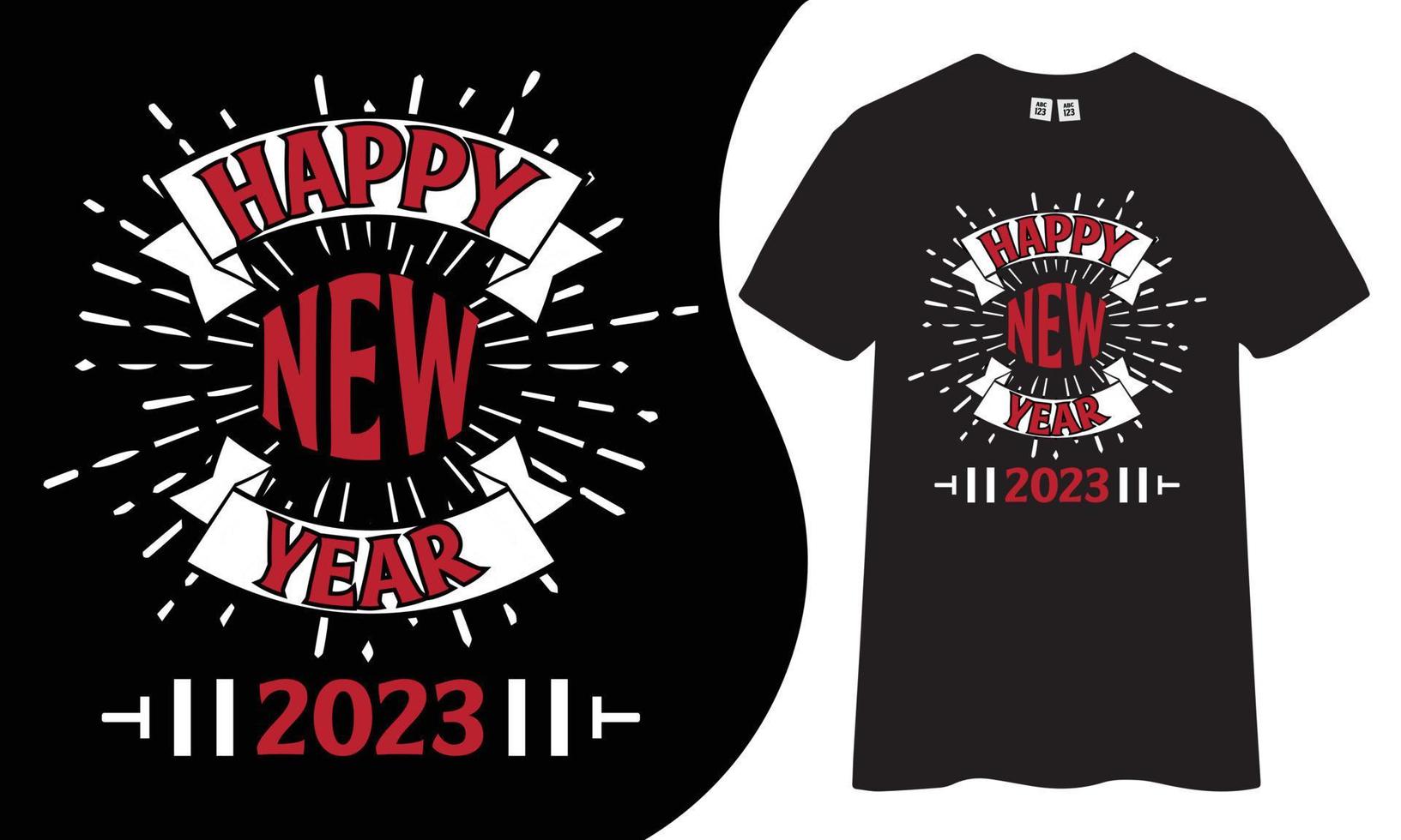 Happy new year 2023 t shirt design. vector