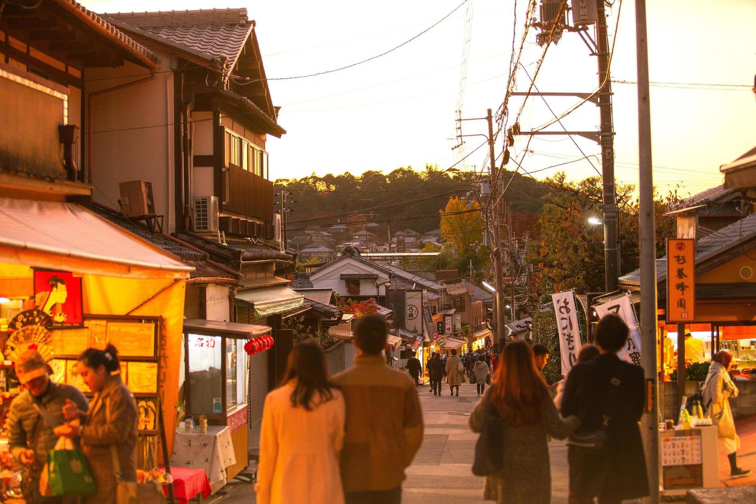 Kyoto Prefecture, Kansai, Japan - November 21, 2019 - Street view of walkway leading to the Ginkakuji temple photo