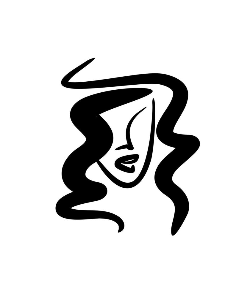 silhouette face girl. pretty haircut. beauty salon icon. lovely woman logo vector