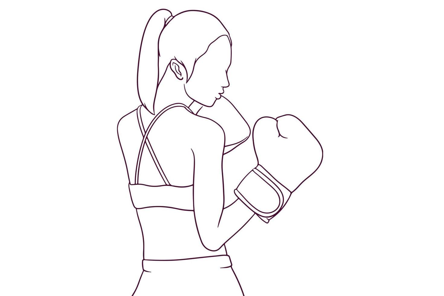 sporty girl doing boxing hand drawn style vector illustration 13924553