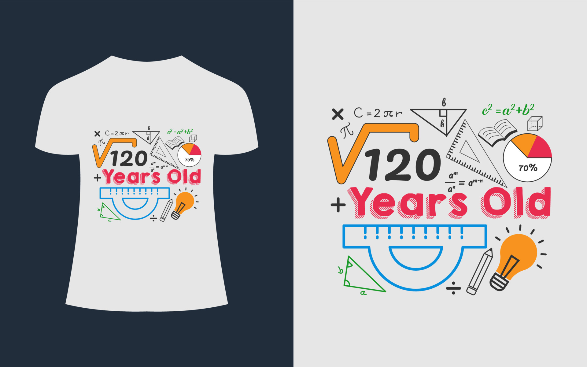 Math t shirt design teacher concept quote 120 years old 13924573