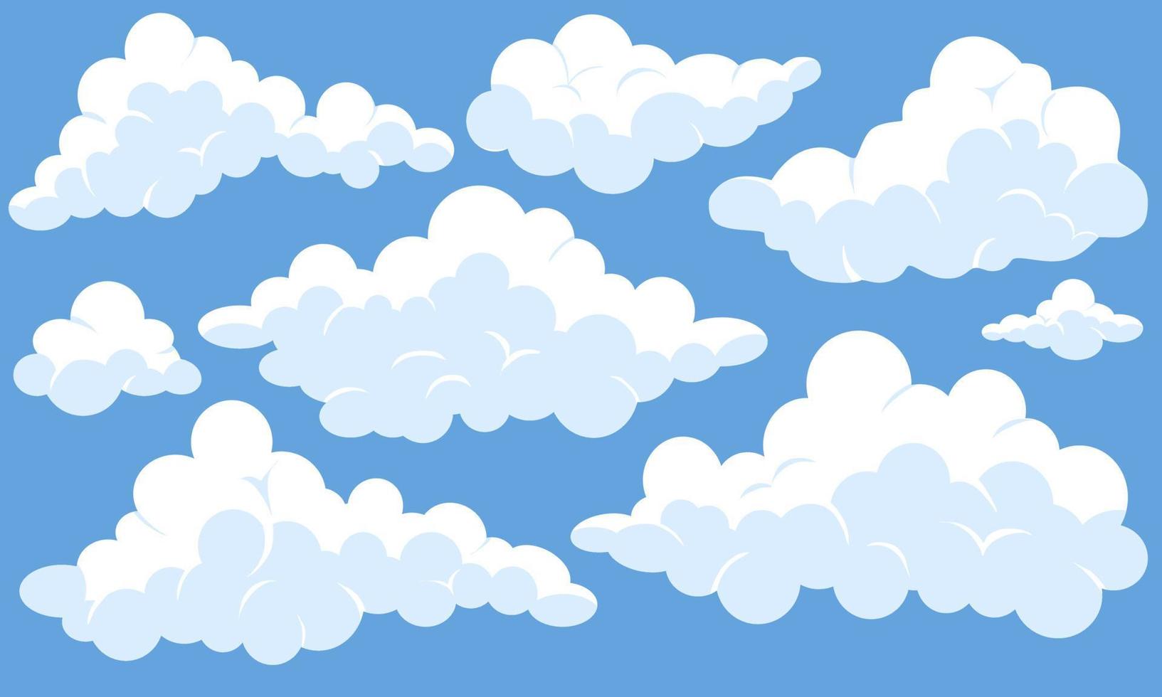 colección de elementos de nubes esponjosas de dibujos animados vector