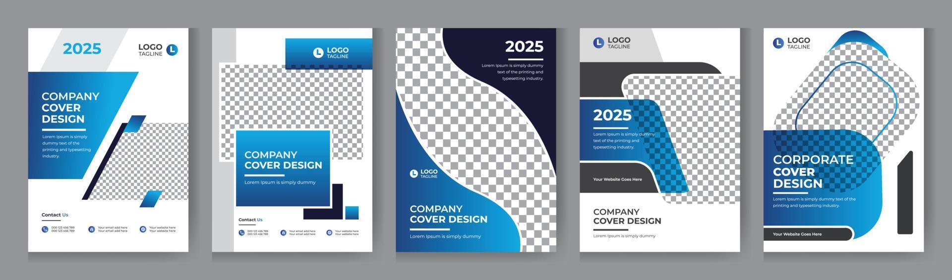 conjunto de paquete de diseño de portada de libro corporativo de informe anual profesional creativo vector