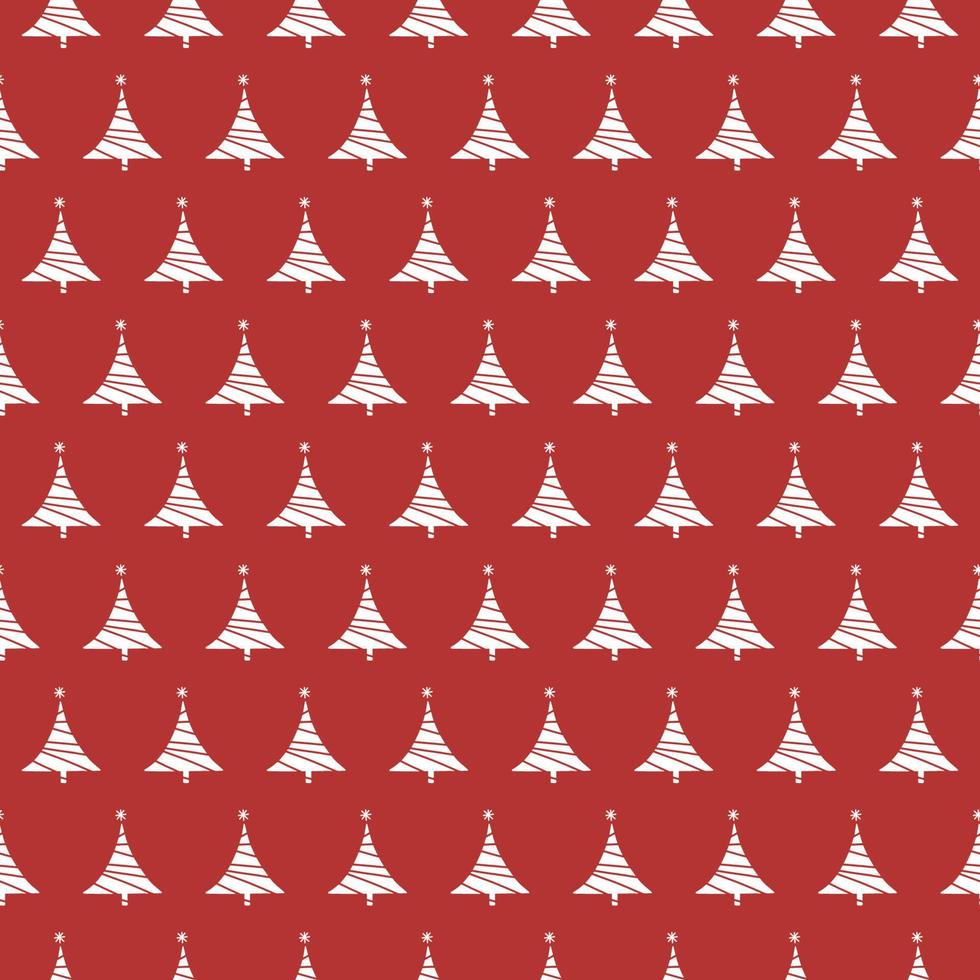Red Christmas pattern with tress vector
