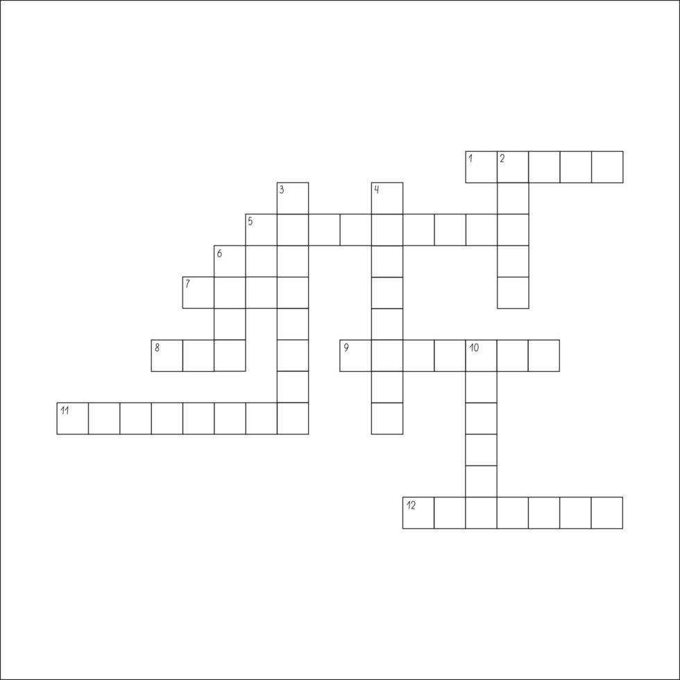 Blank crossword puzzle grid, empty template squares to fill in for riddle, educational or leisure game, ready to be used for making any word puzzle vector