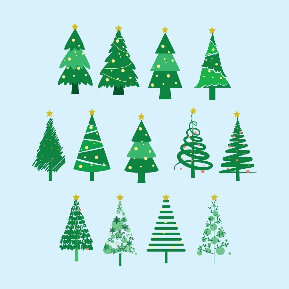 christmas tree bundle set drawing vector