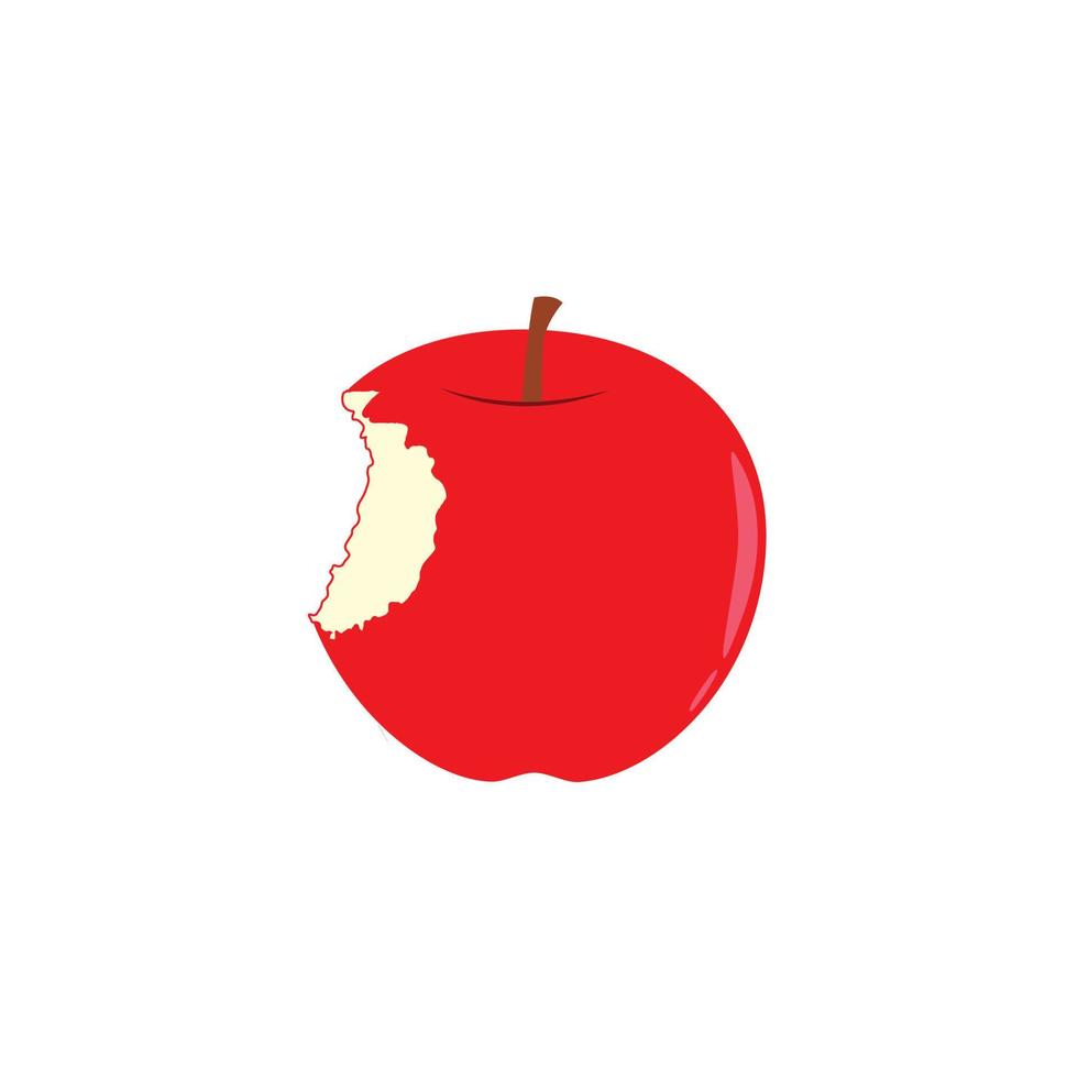 red apple on white isolated bite vector