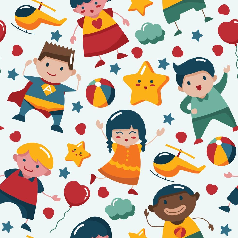 Children Day Happy Fun Kids Seamless Background vector