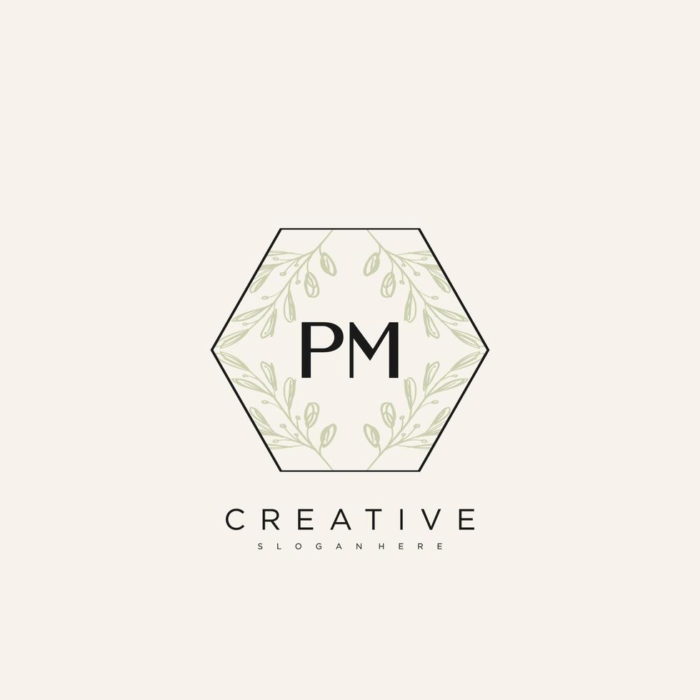 pm letra inicial flor logotipo plantilla vector premium vector art