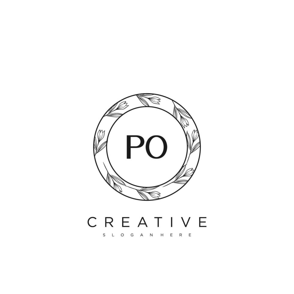 PO Initial Letter Flower Logo Template Vector premium vector art