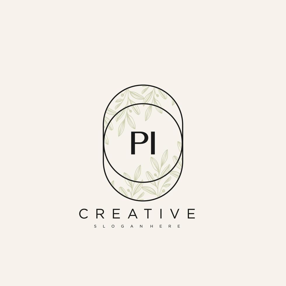 PI Initial Letter Flower Logo Template Vector premium vector art