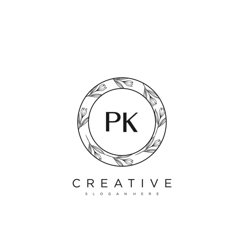 PK Initial Letter Flower Logo Template Vector premium vector art