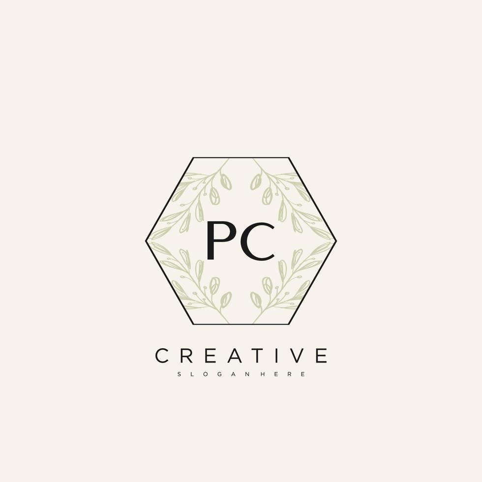 PC Initial Letter Flower Logo Template Vector premium vector art