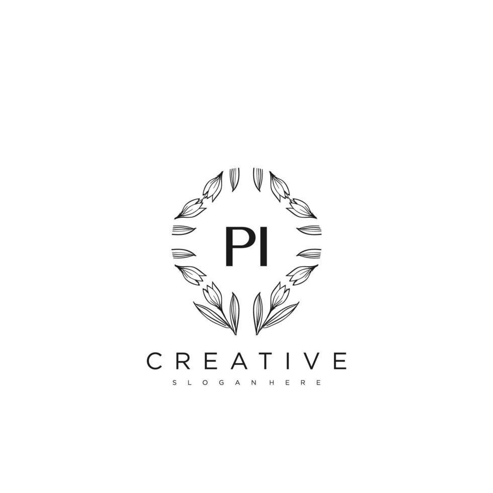 PI Initial Letter Flower Logo Template Vector premium vector art