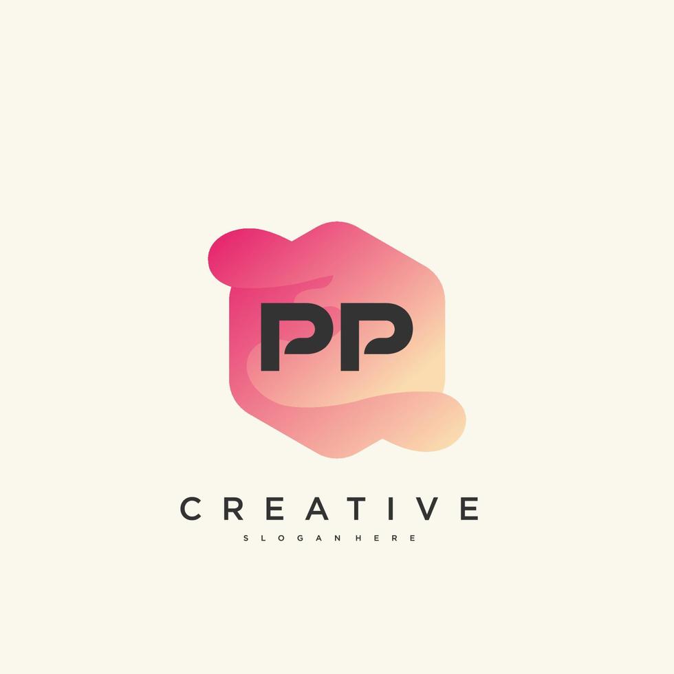 pp letra inicial colorido logotipo icono diseño plantilla elementos vector art