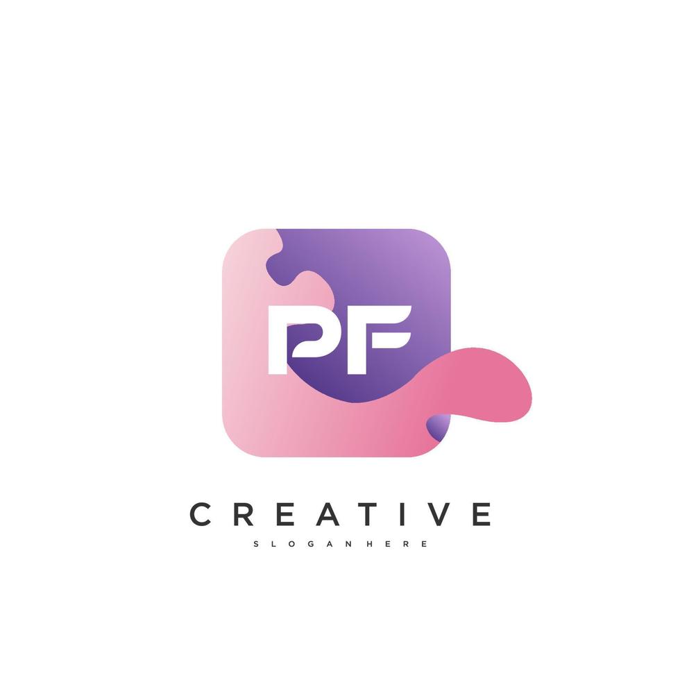 PF Initial Letter Colorful logo icon design template elements Vector Art