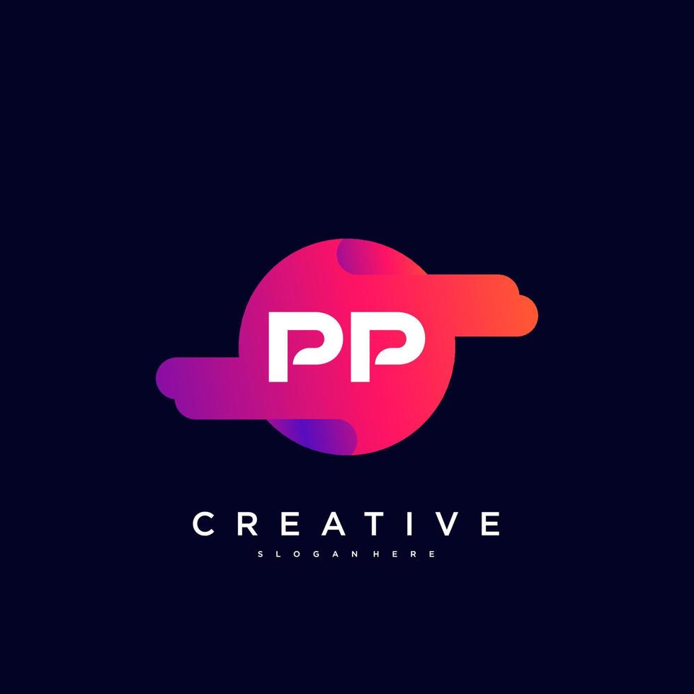 pp letra inicial colorido logotipo icono diseño plantilla elementos vector art