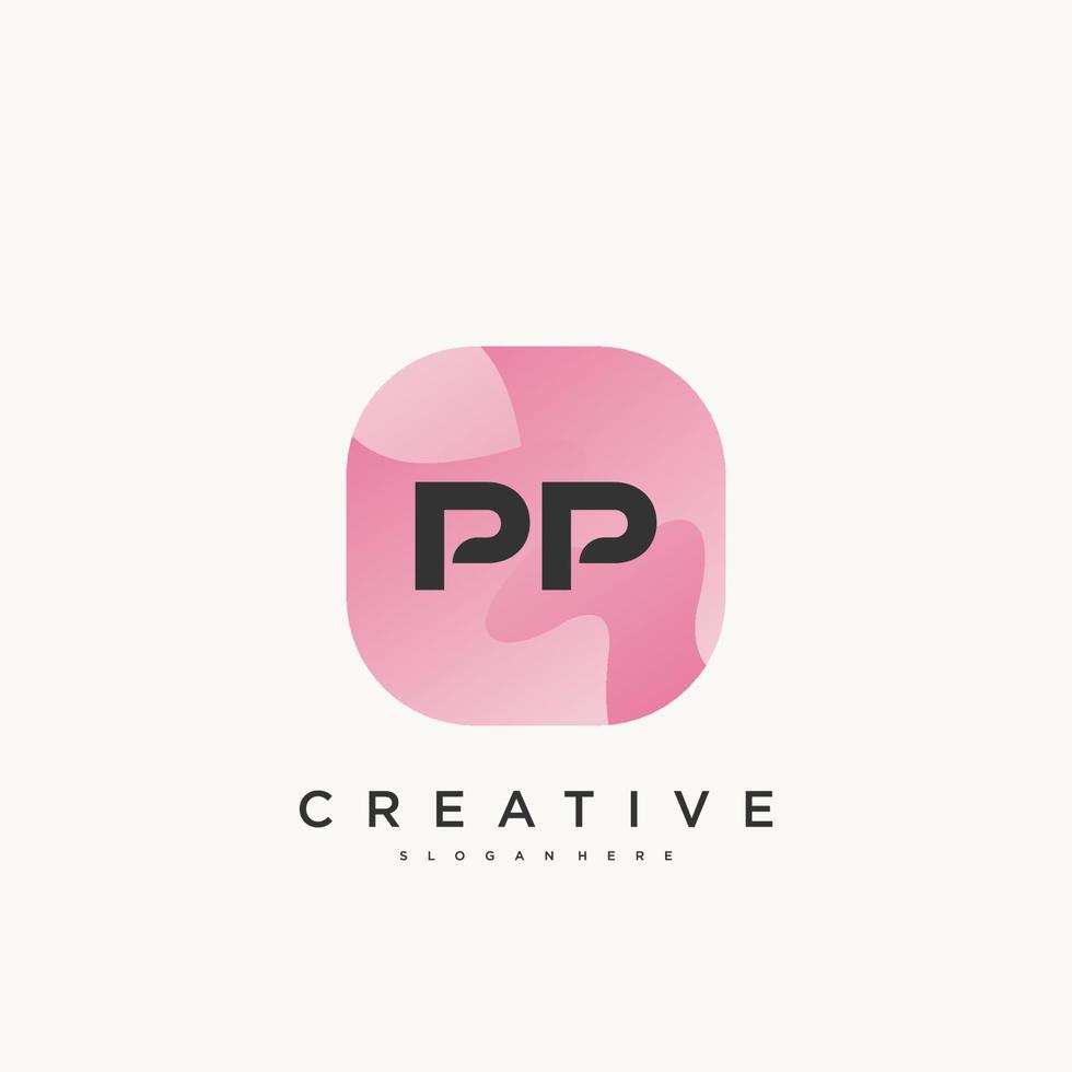 pp letra inicial colorido logotipo icono diseño plantilla elementos vector art