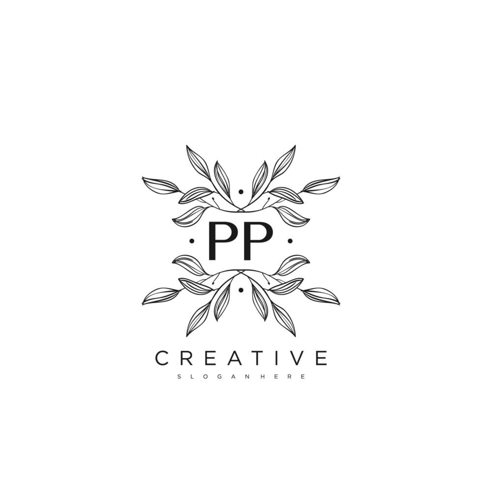 PP Initial Letter Flower Logo Template Vector premium vector art