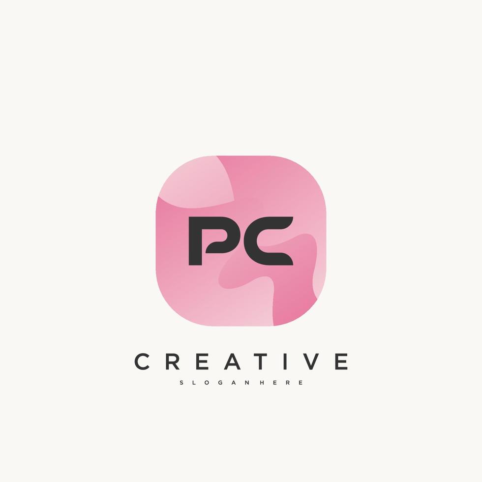 PC Initial Letter Colorful logo icon design template elements Vector Art