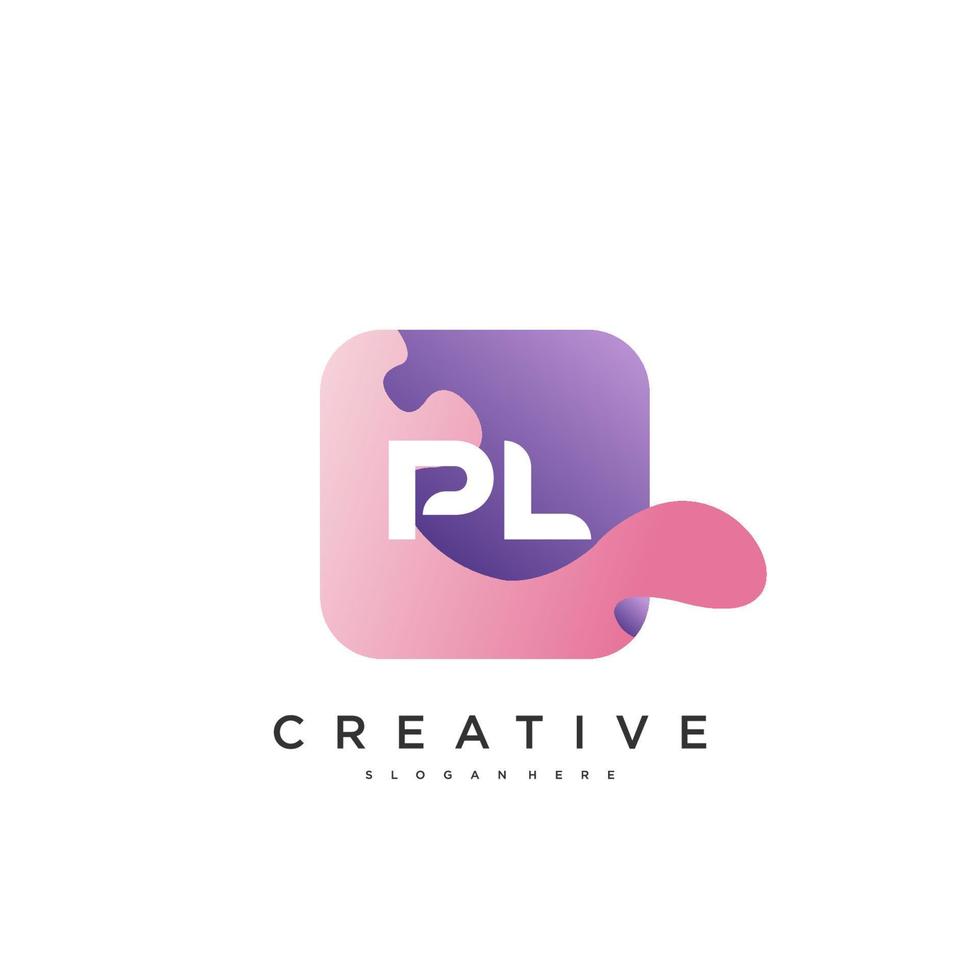 PL Initial Letter Colorful logo icon design template elements Vector Art