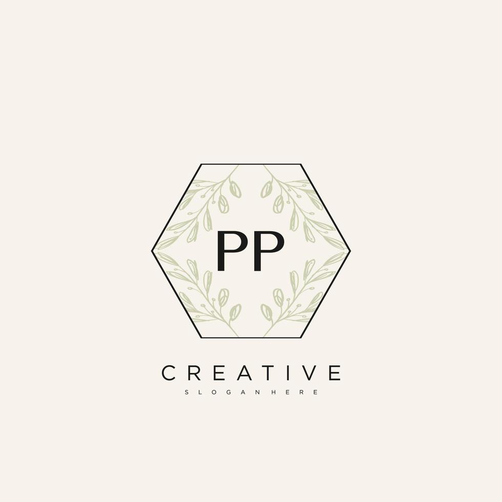 PP Initial Letter Flower Logo Template Vector premium vector art