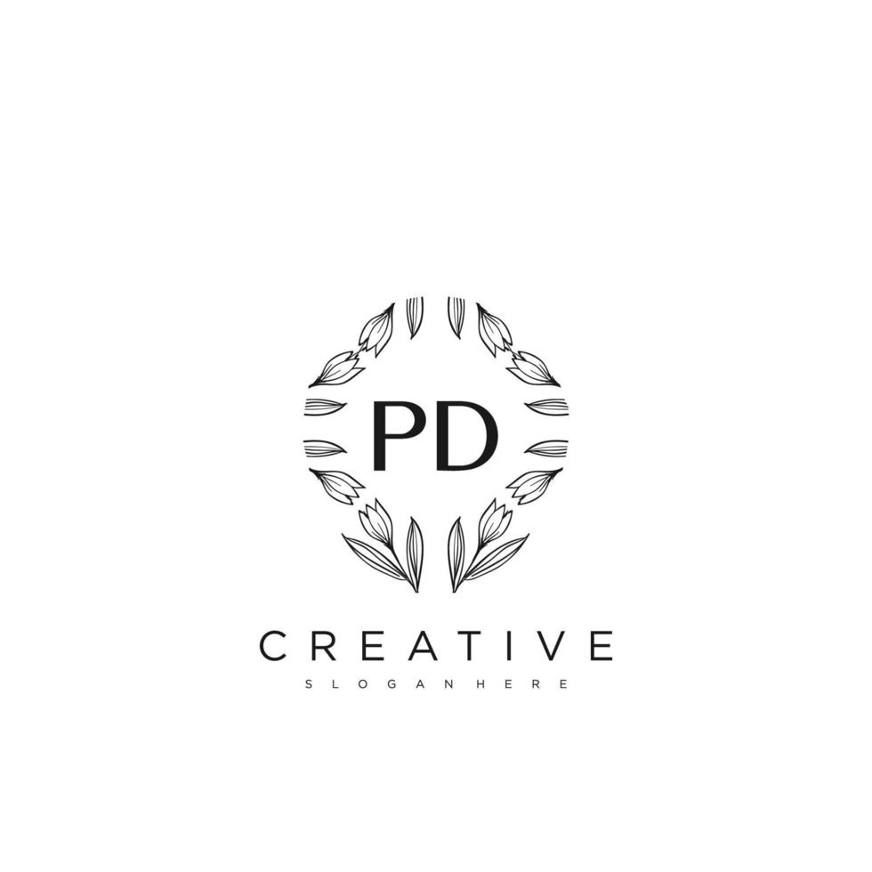 PD Initial Letter Flower Logo Template Vector premium vector art