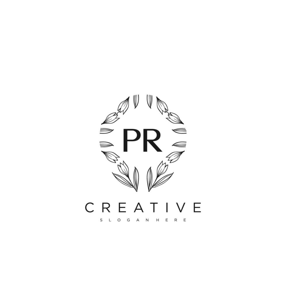 PR Initial Letter Flower Logo Template Vector premium vector art