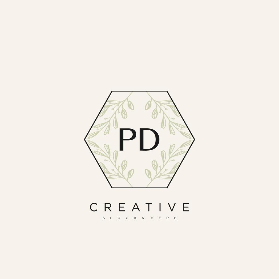 PD Initial Letter Flower Logo Template Vector premium vector art