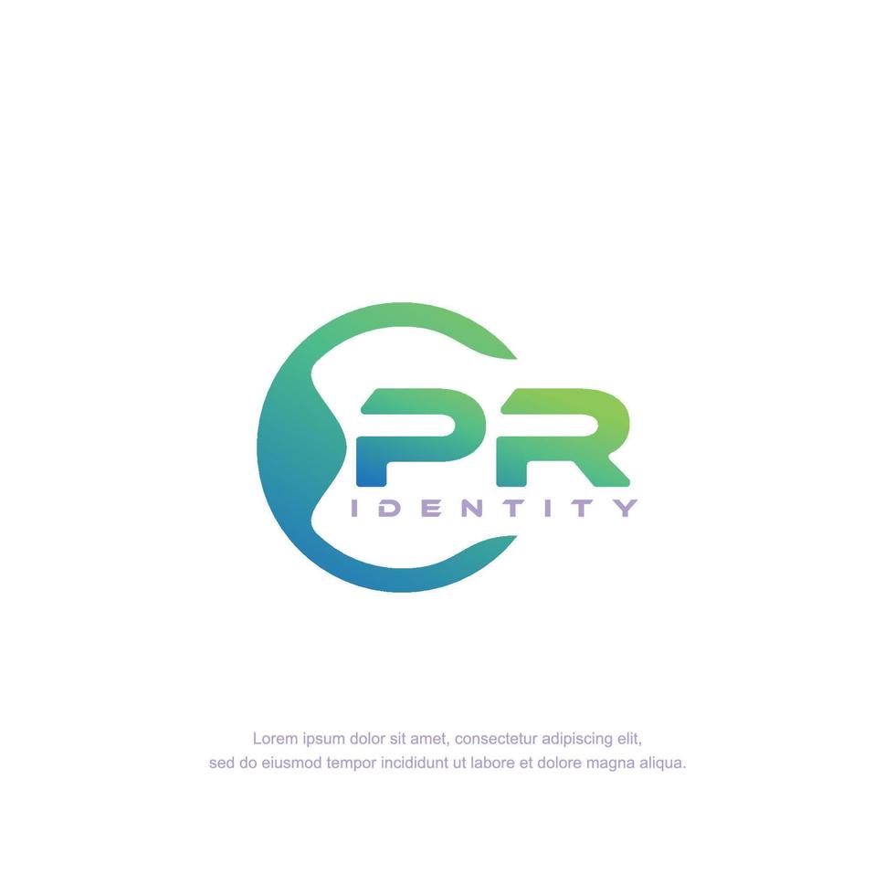 PR Initial letter circular line logo template vector with gradient color blend