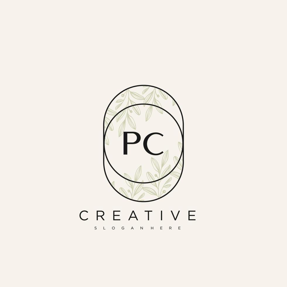 PC Initial Letter Flower Logo Template Vector premium vector art