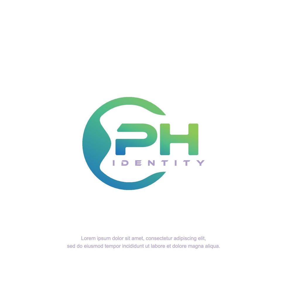PH Initial letter circular line logo template vector with gradient color blend