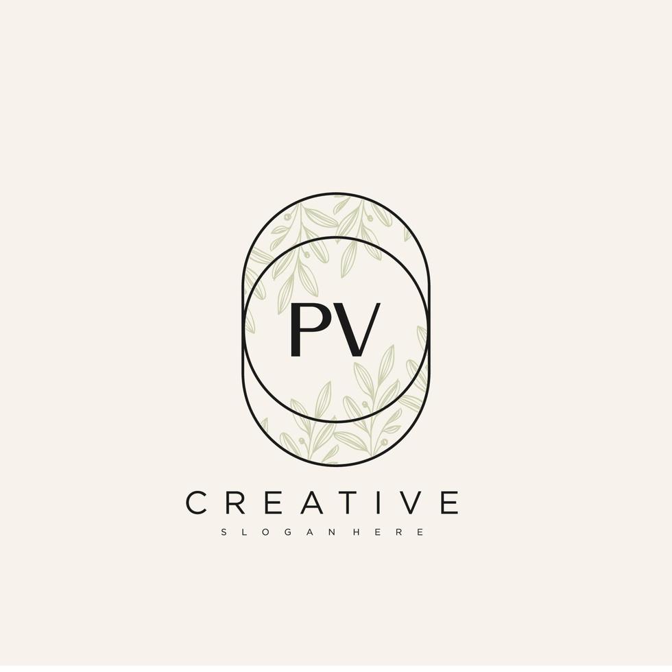 PV Initial Letter Flower Logo Template Vector premium vector art