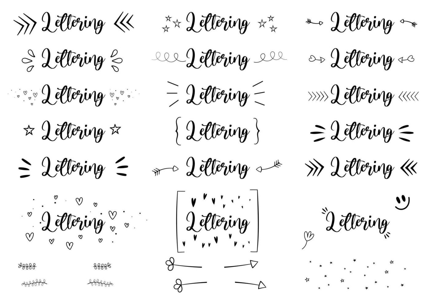 Adornments and embellishments for lettering and illustrations in different styles. vector