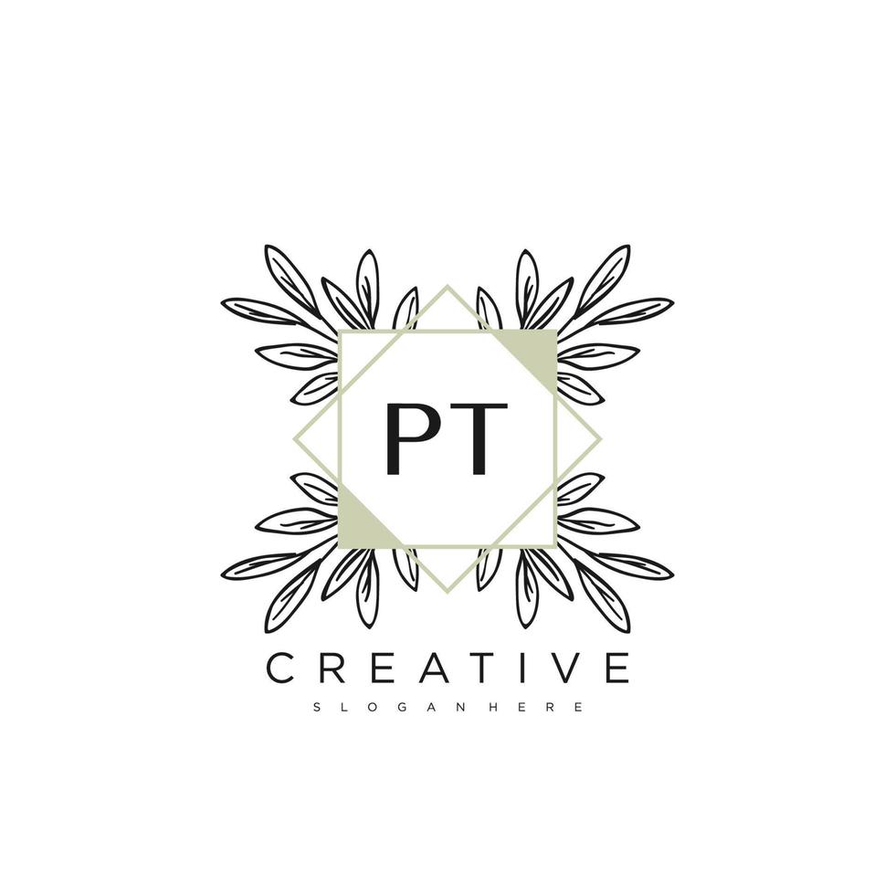 pt letra inicial flor logotipo plantilla vector premium vector art