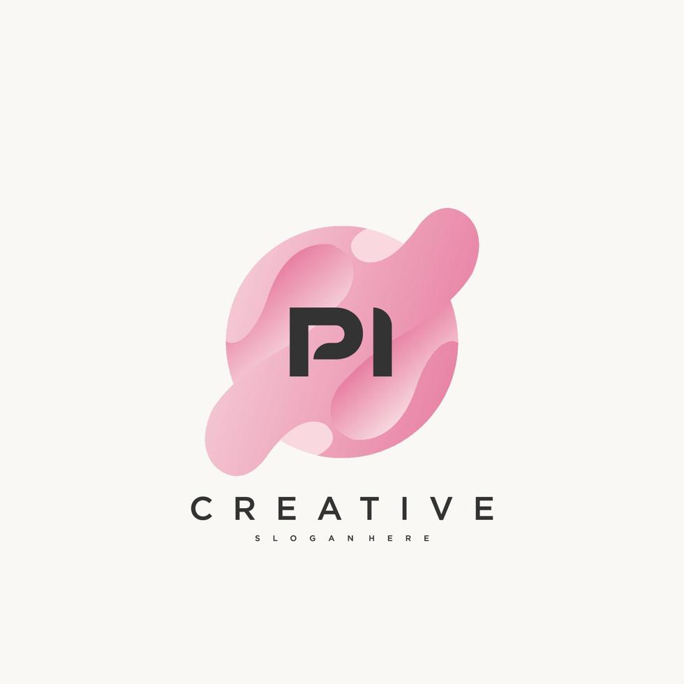 vector de elementos de plantilla de diseño de icono de logotipo colorido de letra inicial pi
