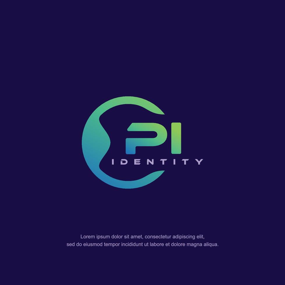 PI Initial letter circular line logo template vector with gradient color blend