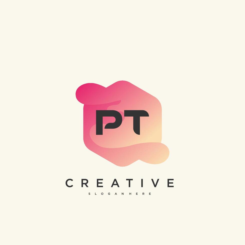 pt letra inicial colorido logotipo icono diseño plantilla elementos vector art