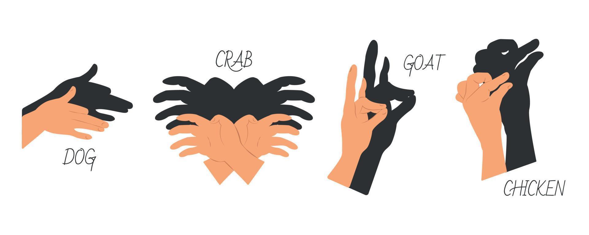 Hands gestures shadow. Antique gaming puppets from hands different theatral action animals dog, crab, goat, chicken, recent vector symbols 13925677 Vector Art at Vecteezy Hands gestures shadow. Antique gaming puppets from hands different theatral action animals dog, crab, goat, chicken, recent vector symbols 13925677 Vector Art at Vecteezy
