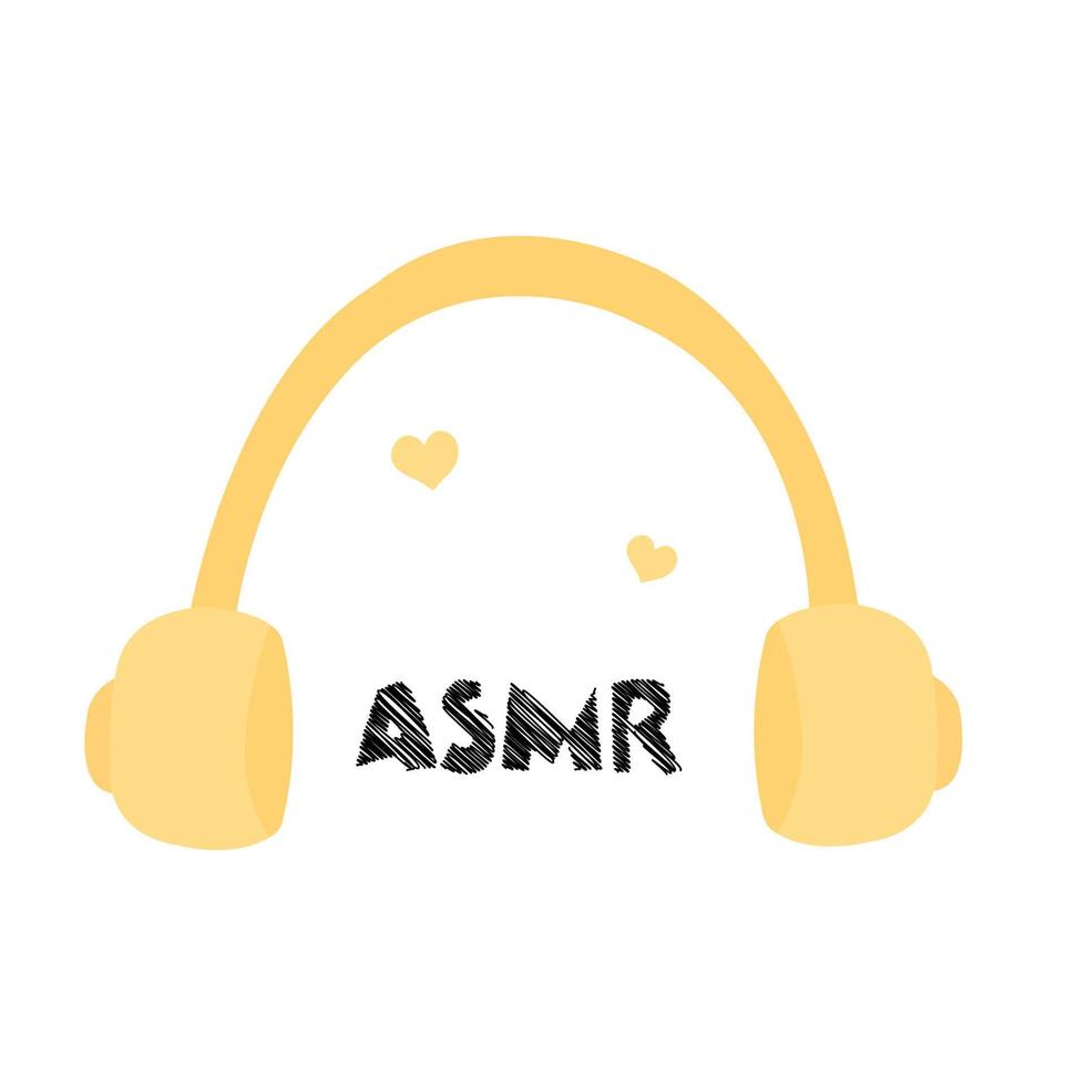 ASMR headphones icon with text. Autonomous sensory meridian response illustration vector