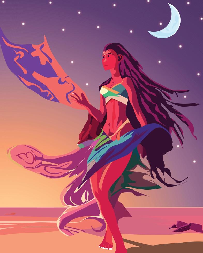 beautyfull girl dance on the night vector