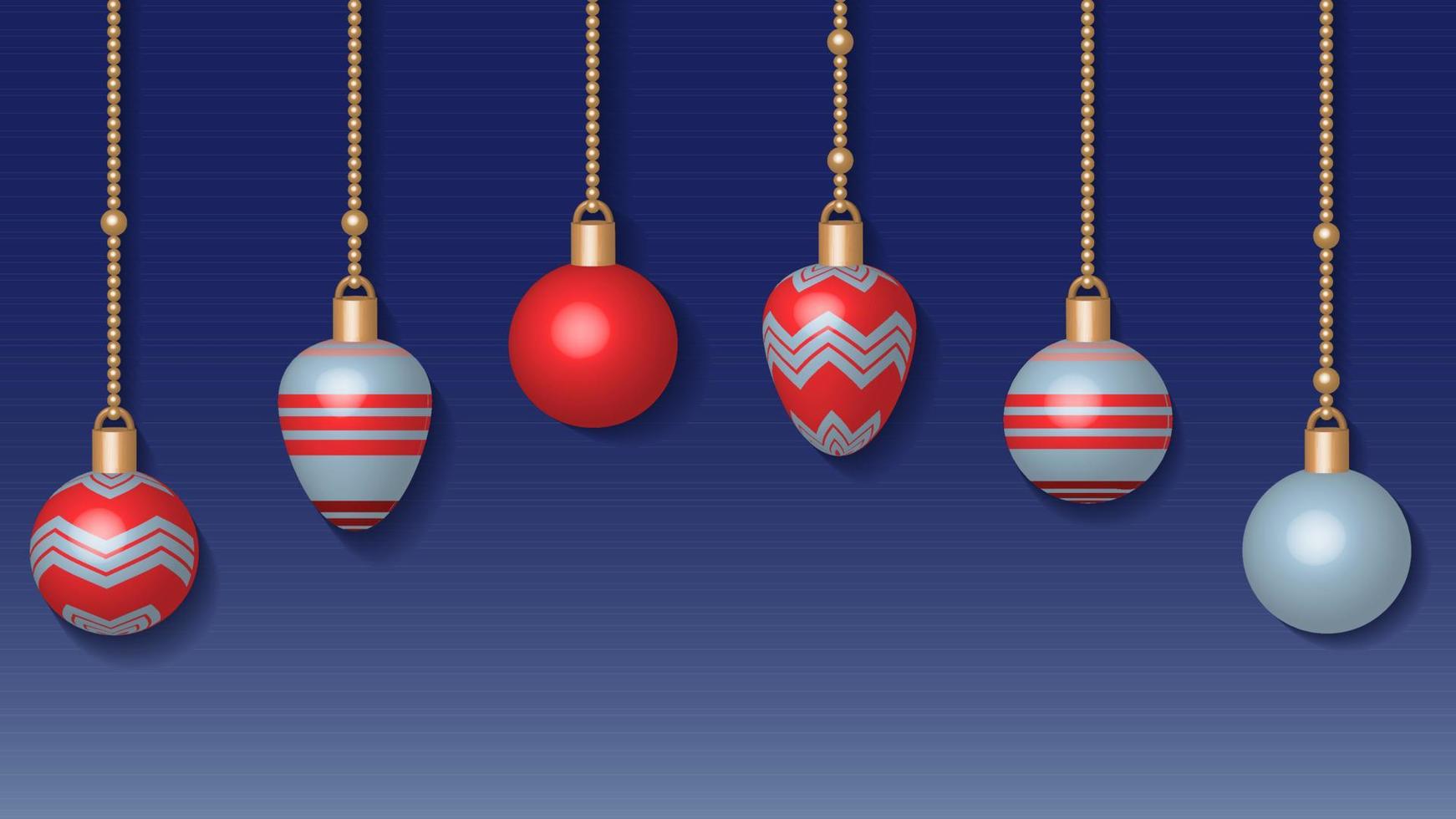3d baubles banner. New year background. Christmas tree decoration. Vector illustration.
