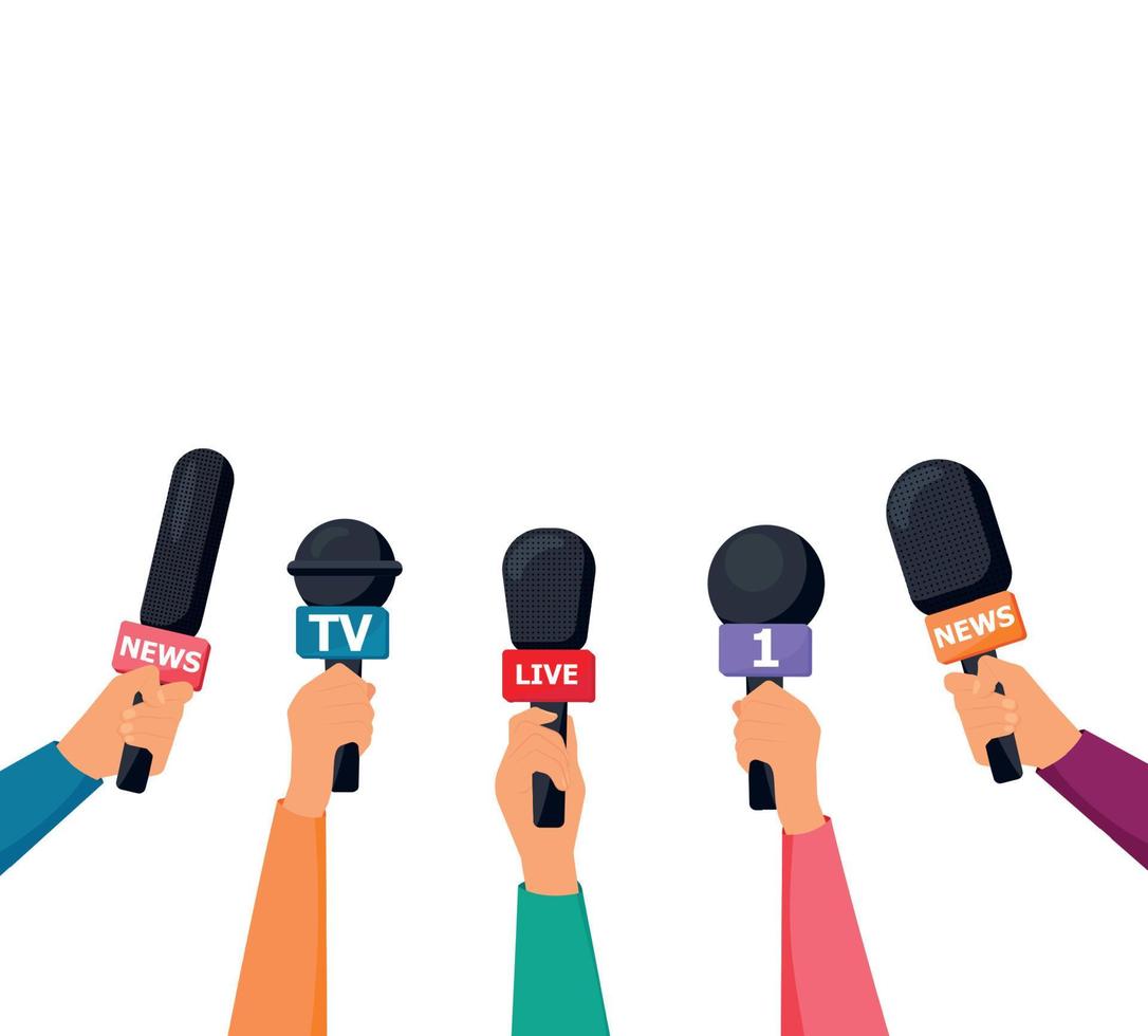 Microphone vector. News illustration. News on TV and radio. Interview.Flat design vector