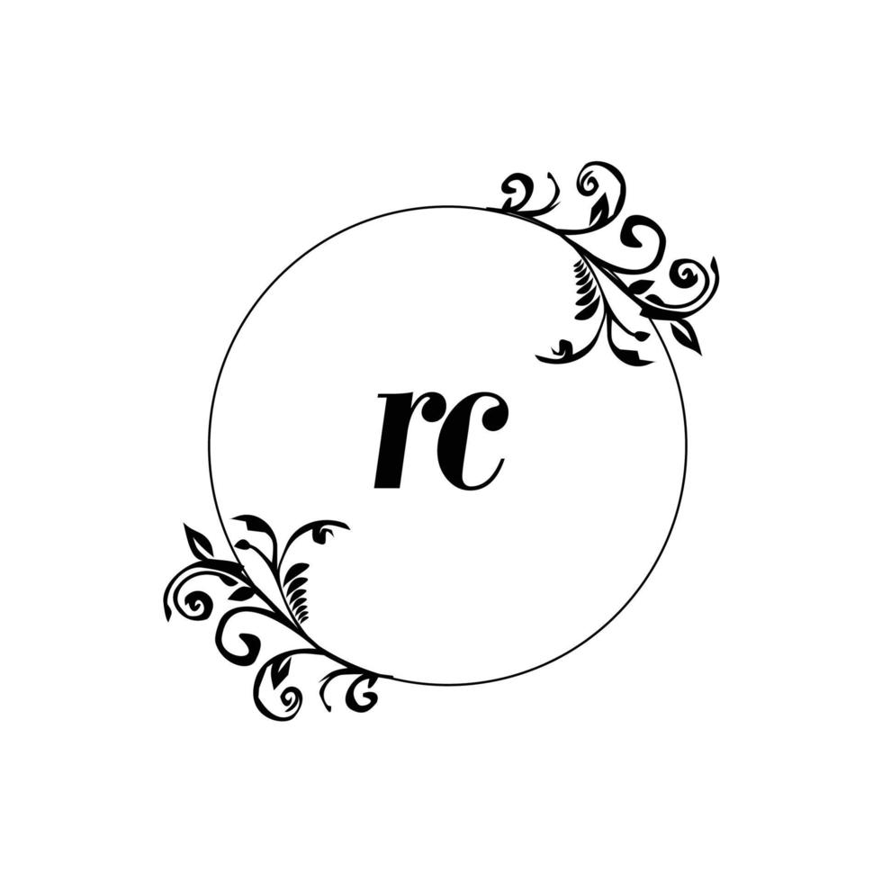 Initial RC logo monogram letter feminine elegance vector