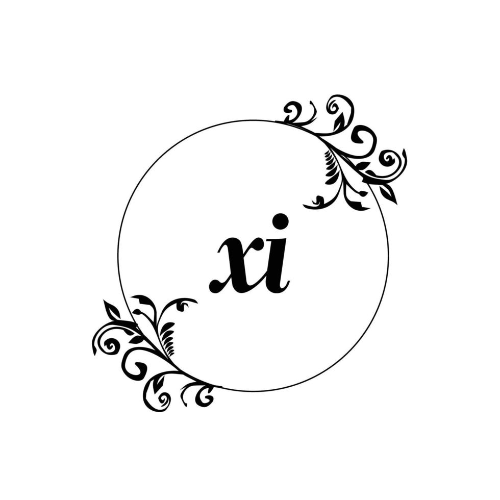 Initial XI logo monogram letter feminine elegance vector
