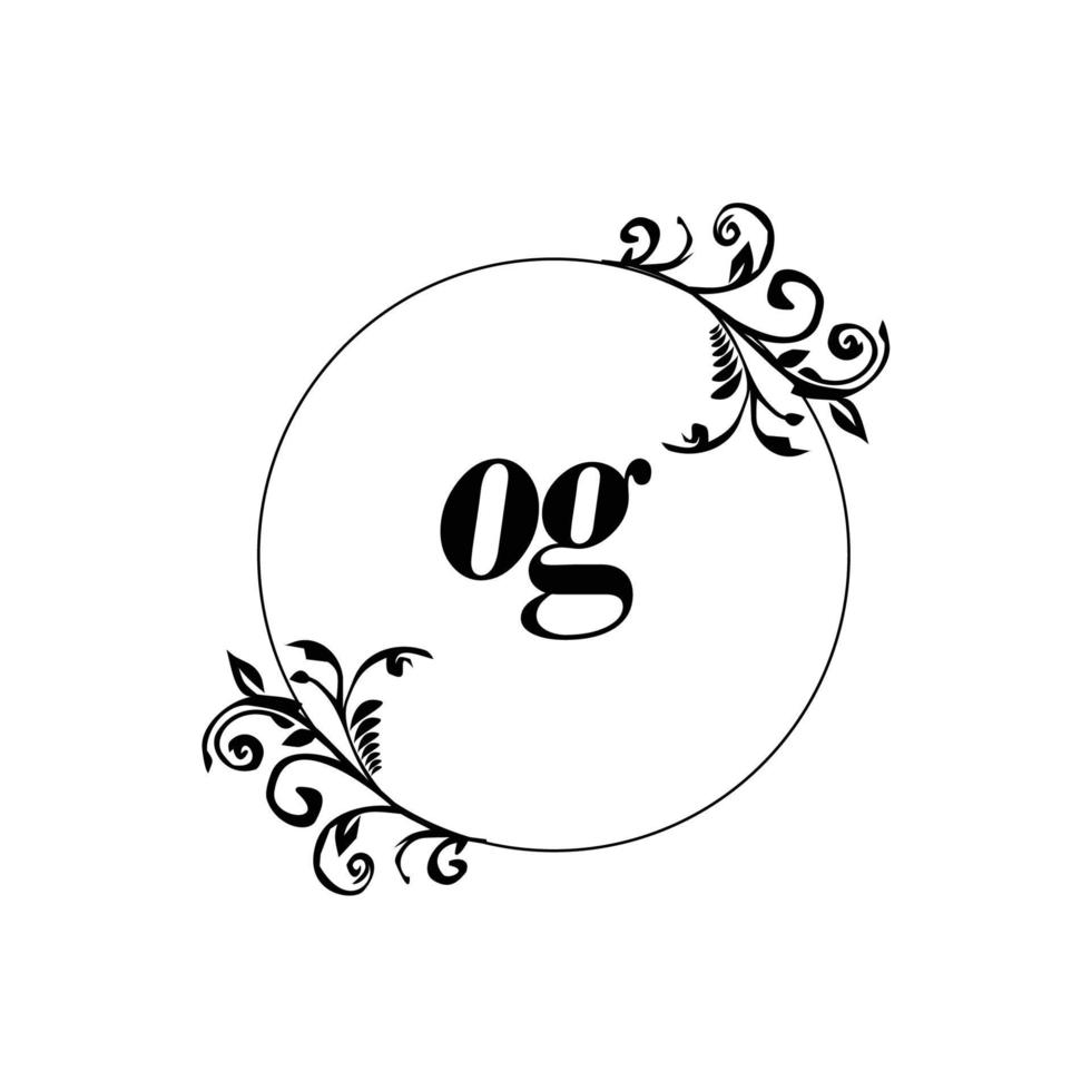 Initial OG logo monogram letter feminine elegance vector